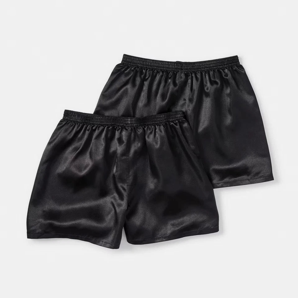 Men's 2 Pack Print Satin Polyester Multi Boxer Boxers