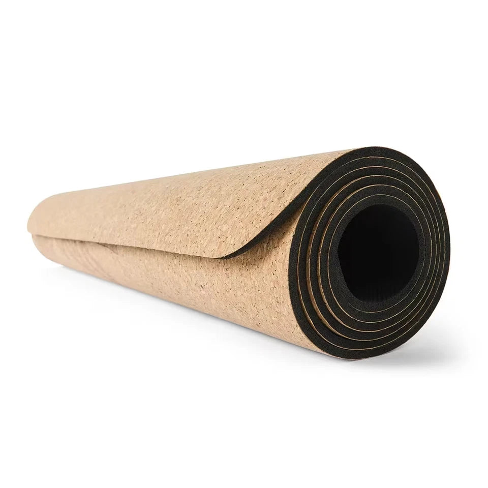Branded Cork Yoga Exercise Mat Non-Slip Printed 173x61cm Fitness Pilates Meditation