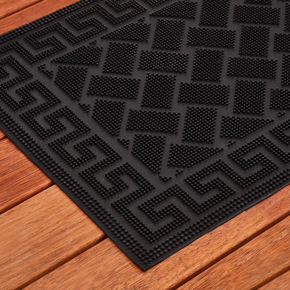 Rubber Door Mat 60x40cm Non Slip Indoor Outdoor Entrance Floor Mat Black