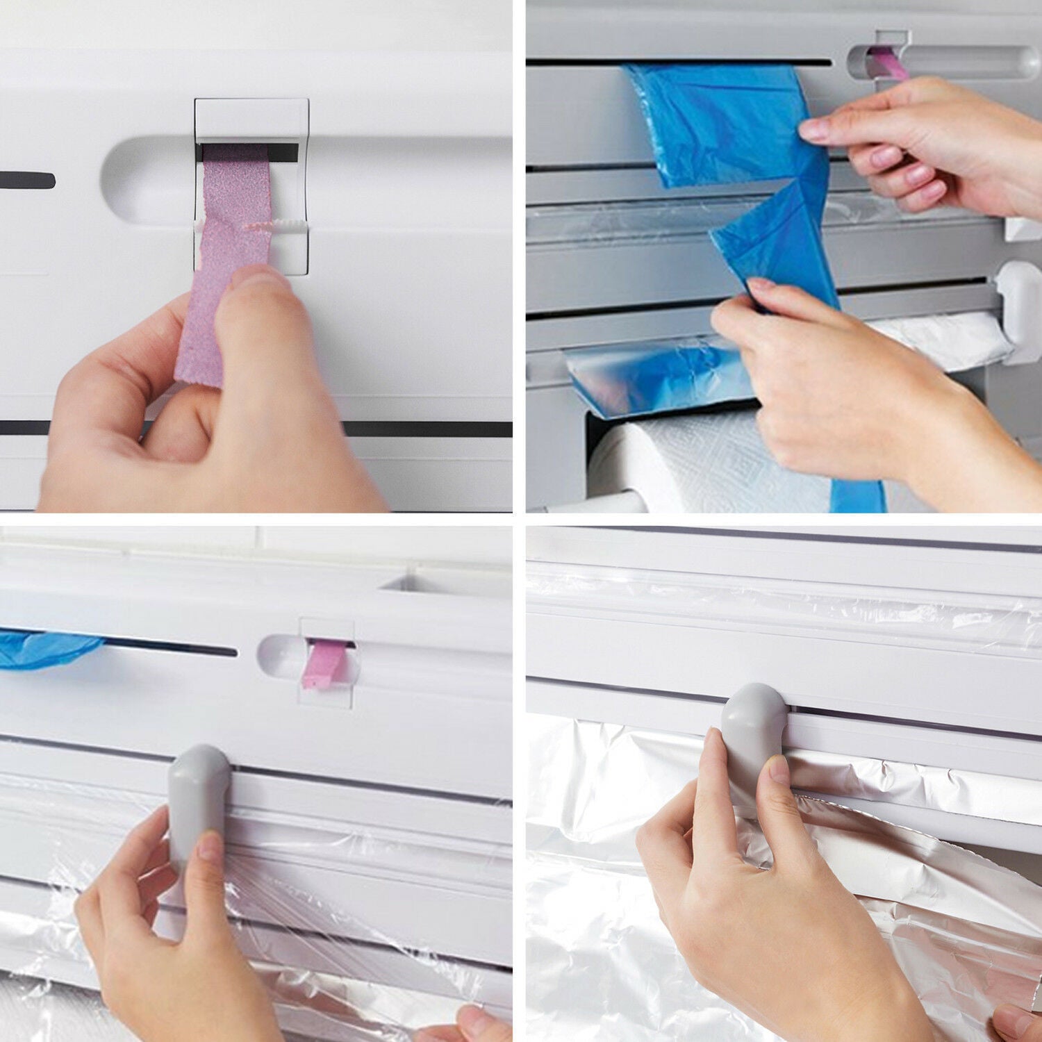6In1 Wall Mounted Towel Holder Kitchen Rack Foil Roll Organizer Film Dispenser