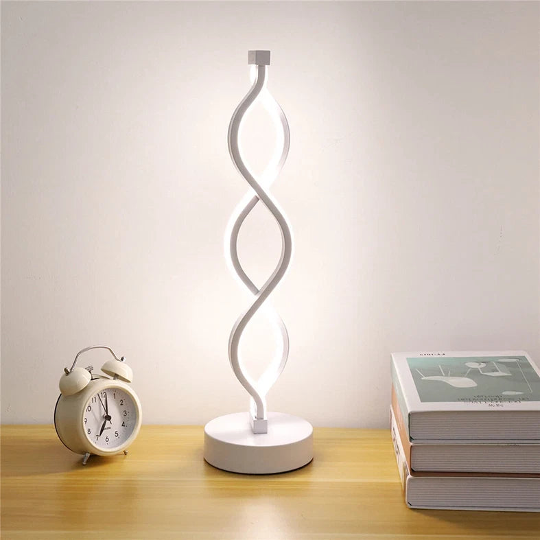 LED Table Lamp Dual Spiral Desk Lamp Warm White Modern Reading Light Bedside USB