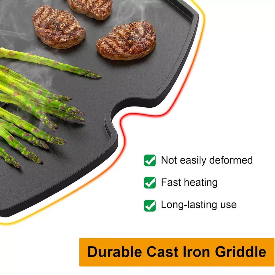 6558 Cast Iron Half Griddle Plate Compatible with Weber Baby Q100 Q120 Q1000 Q1200