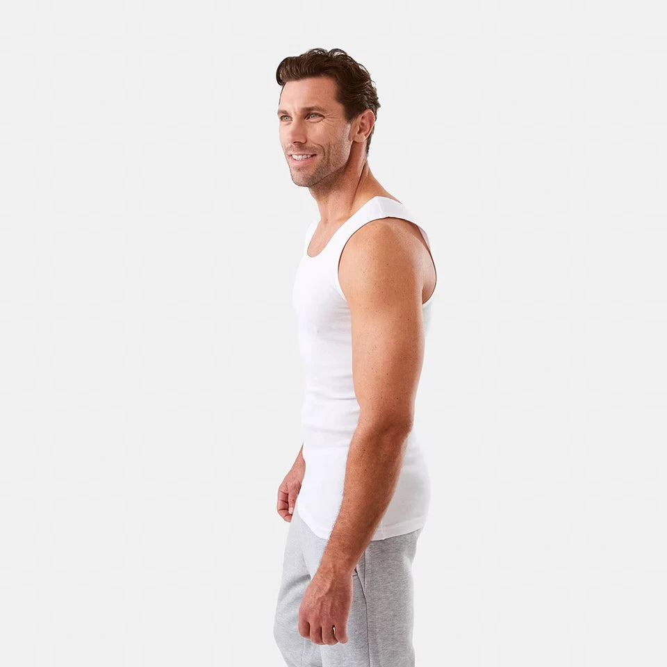 Mens 3 Pack 100% Cotton Singlets - XS-3XL