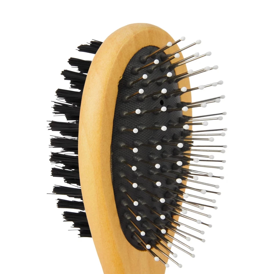 Dual Sided Dog Cat Grooming Brush Pin & Bristle Pet Coat Detangling Comb