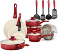 Soft Grip Healthy Ceramic Nonstick, 16 Pc Cookware Pots and Pans Set