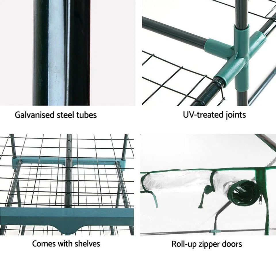Mini Greenhouse PVC Cover 4 Shelves Portable Garden Plant House 70x50x160cm