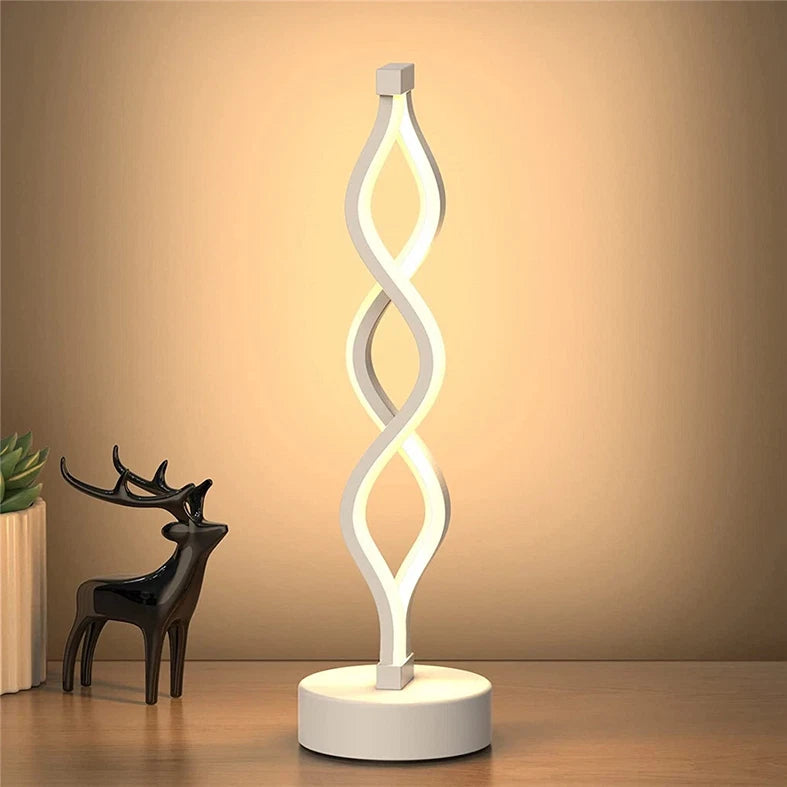 LED Table Lamp Dual Spiral Desk Lamp Warm White Modern Reading Light Bedside USB