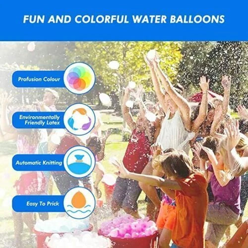 Self-Sealing Water Balloons Multicoloured Latex Beach Party Outdoor Game 111-1665pcs
