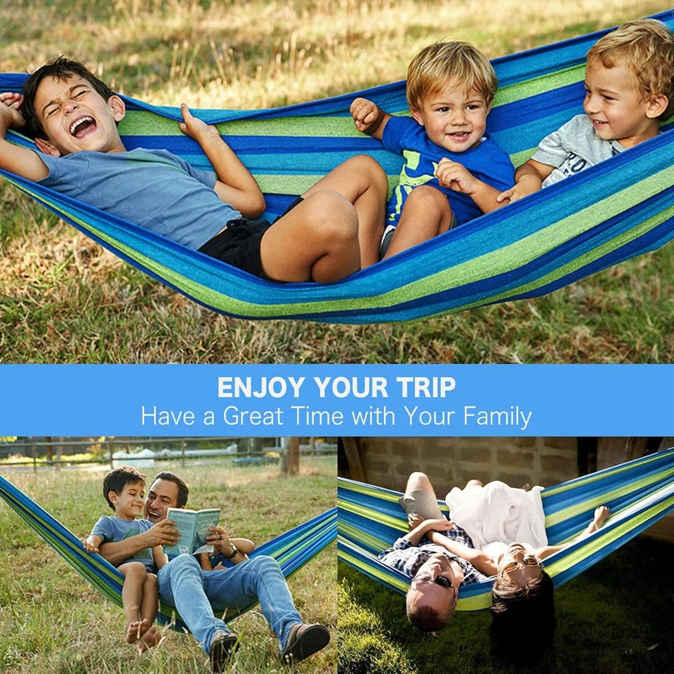 Double Hammock 280x150cm Cotton Outdoor Swing Bed 320kg Red Blue