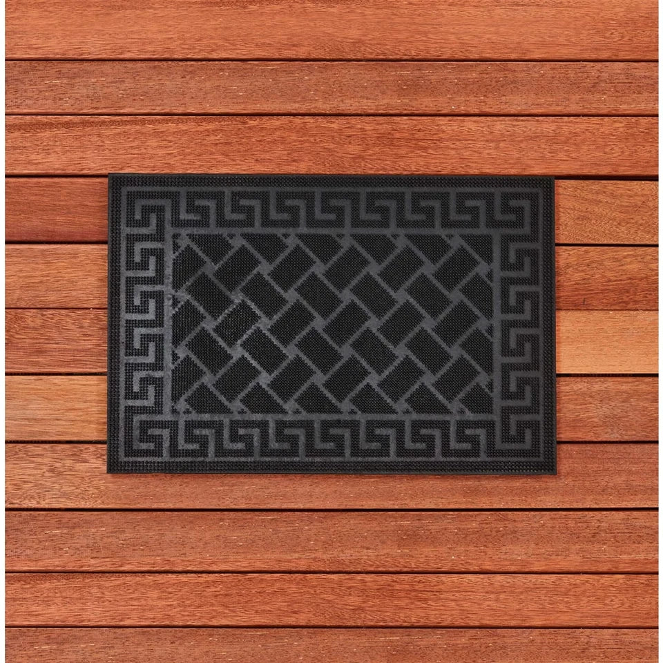 Rubber Door Mat 60x40cm Non Slip Indoor Outdoor Entrance Floor Mat Black