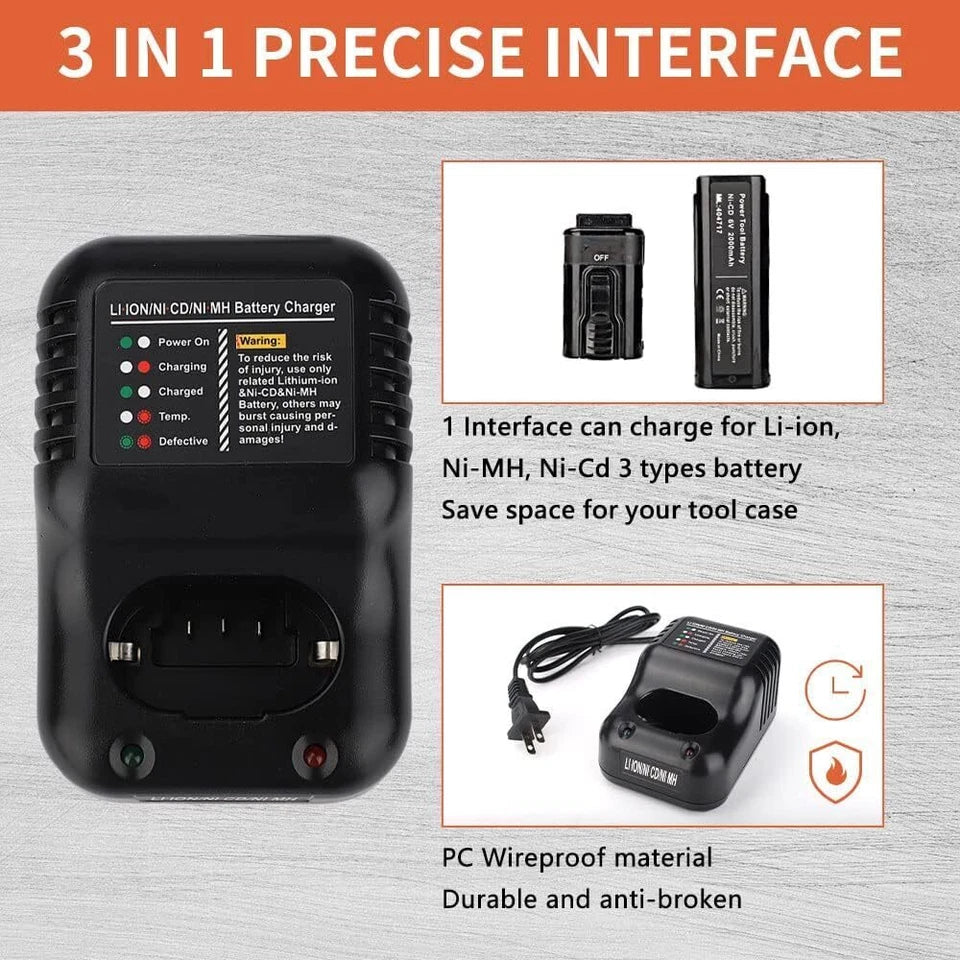 Replacement Battery Charger for Paslode Li-Ion Ni-MH Ni-Cd Batteries 7.2V 1.2A