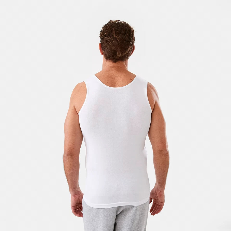 Mens 3 Pack 100% Cotton Singlets - XS-3XL