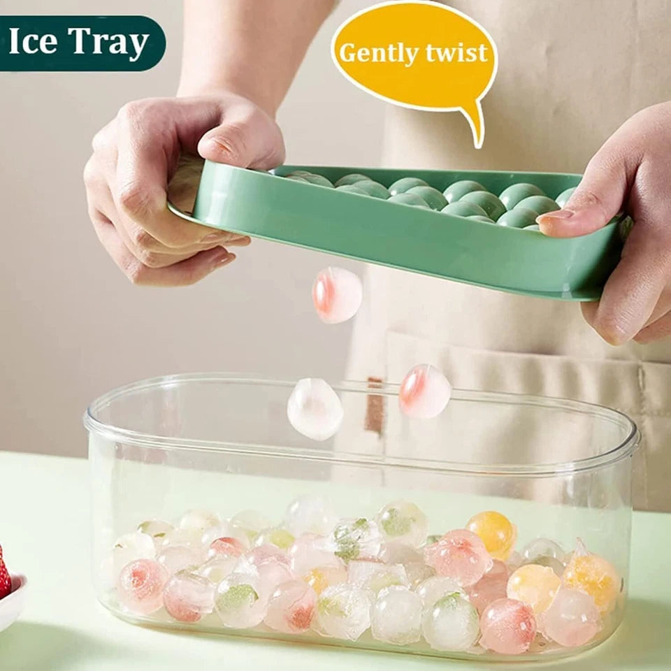 54 Grid Ice Cube Tray Set Silicone Moulds with Storage Box Lid Scoop Green