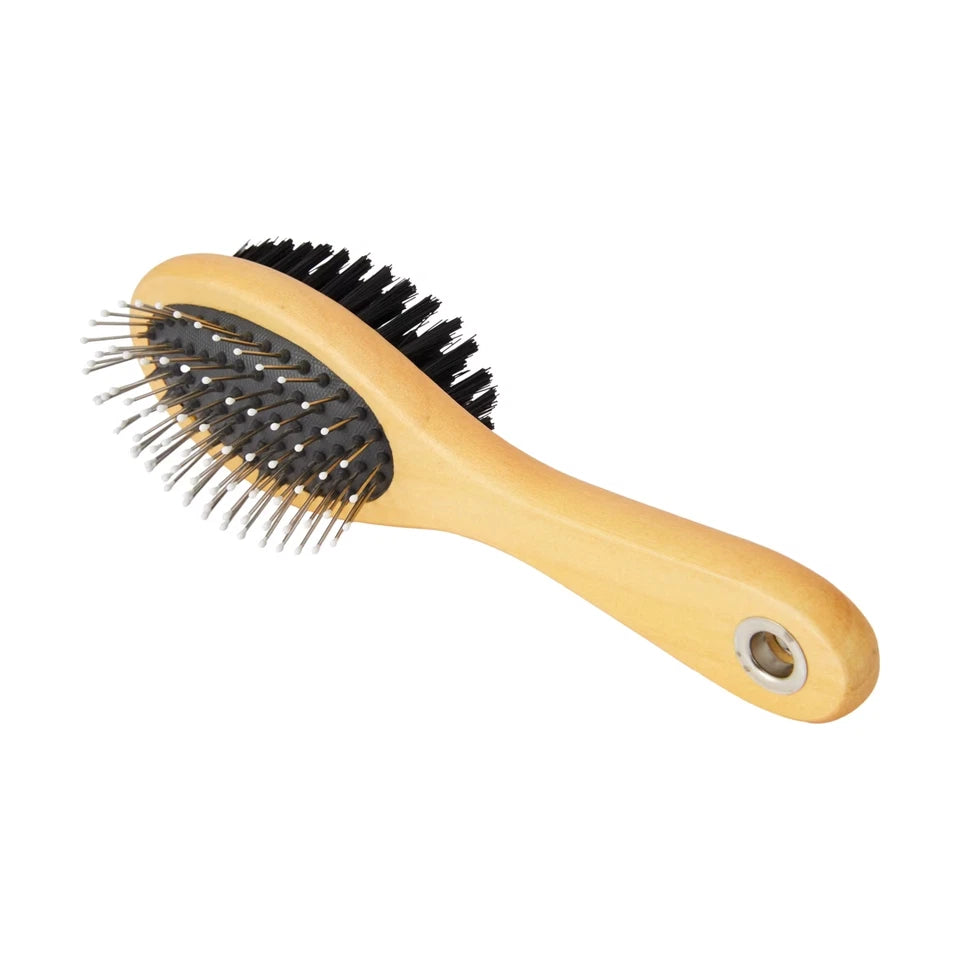 Dual Sided Dog Cat Grooming Brush Pin & Bristle Pet Coat Detangling Comb