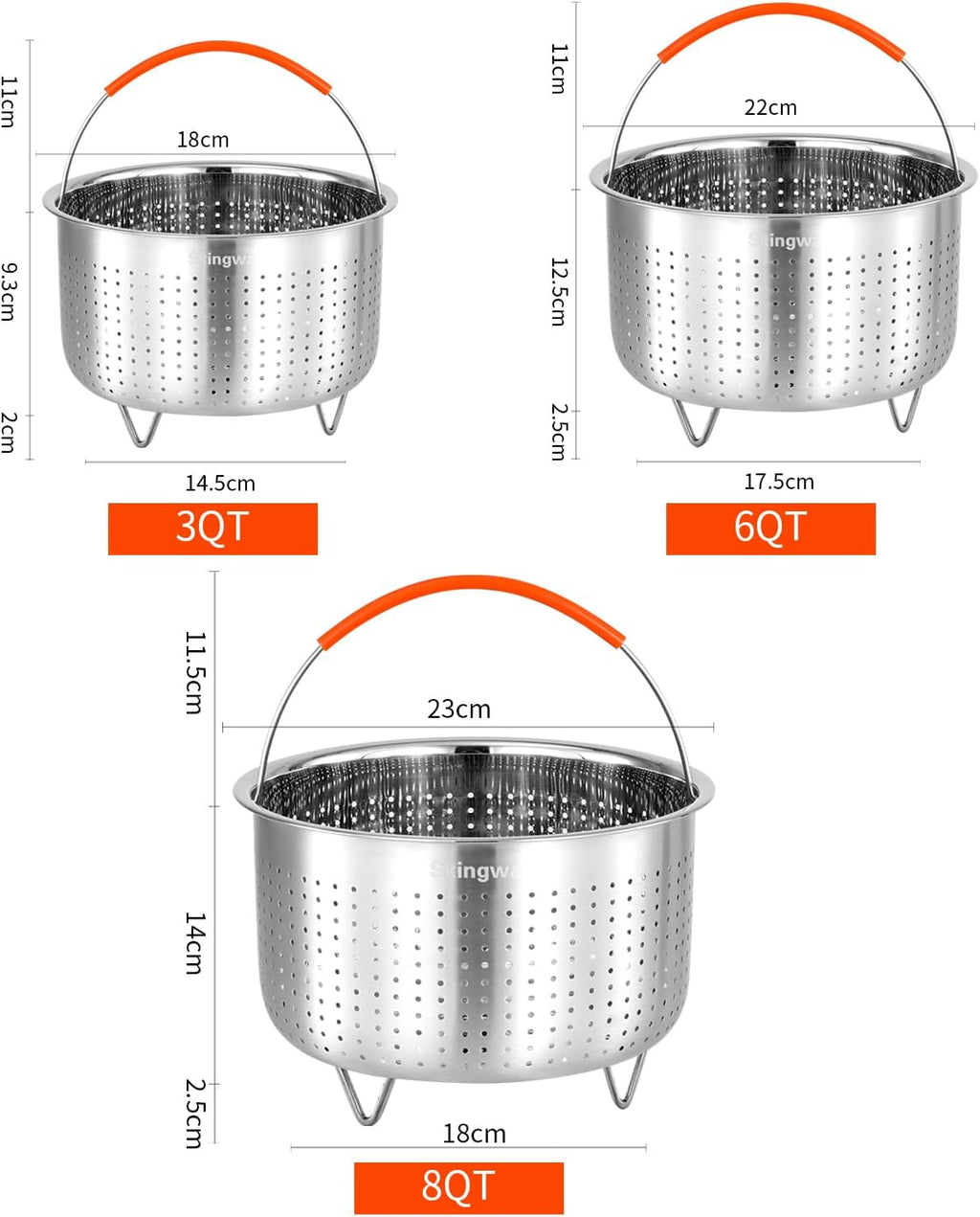  Stainless Steel Steamer Basket for Instant Pot, Vegetable Steamer Basket Steamer Basket Insert for Pots (3Qt)