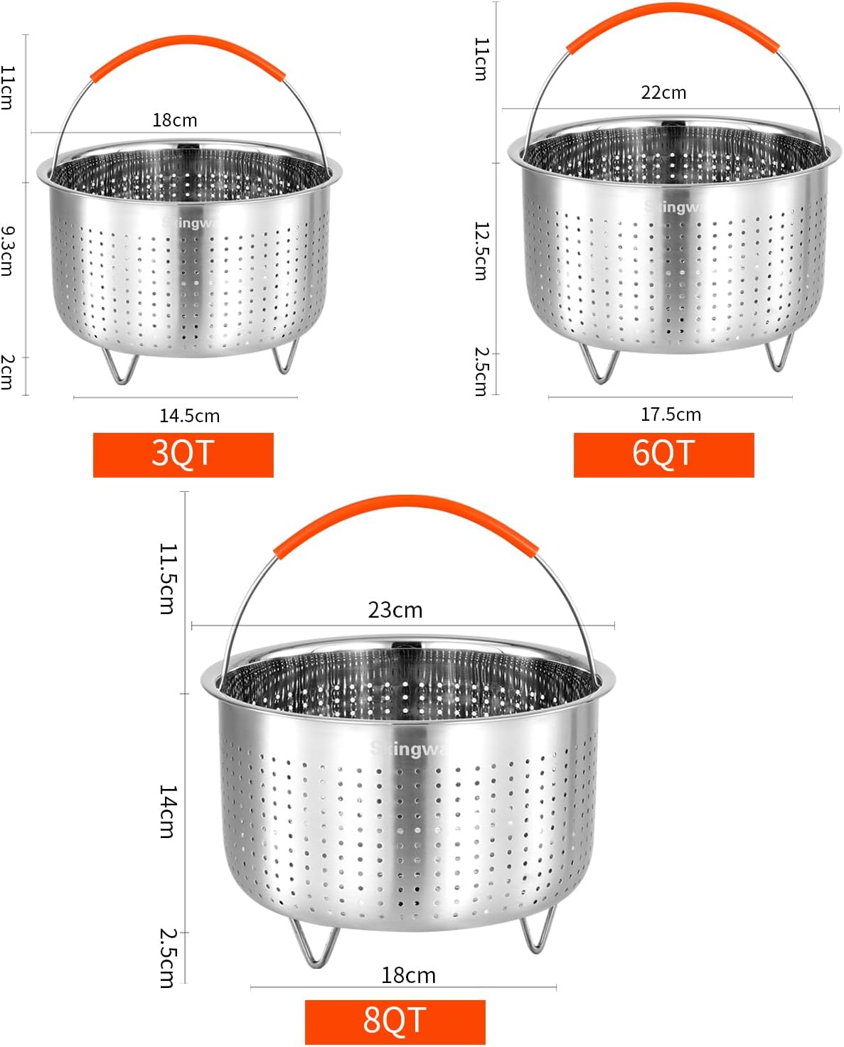  Stainless Steel Steamer Basket for Instant Pot, Vegetable Steamer Basket Steamer Basket Insert for Pots (3Qt)