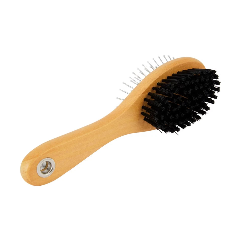 Dual Sided Dog Cat Grooming Brush Pin & Bristle Pet Coat Detangling Comb
