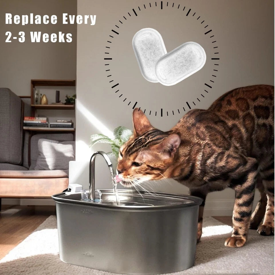 16 Pack Cat Water Fountain Replacement Filters 8 Filters 8 Sponges for 2L Pet Fountain