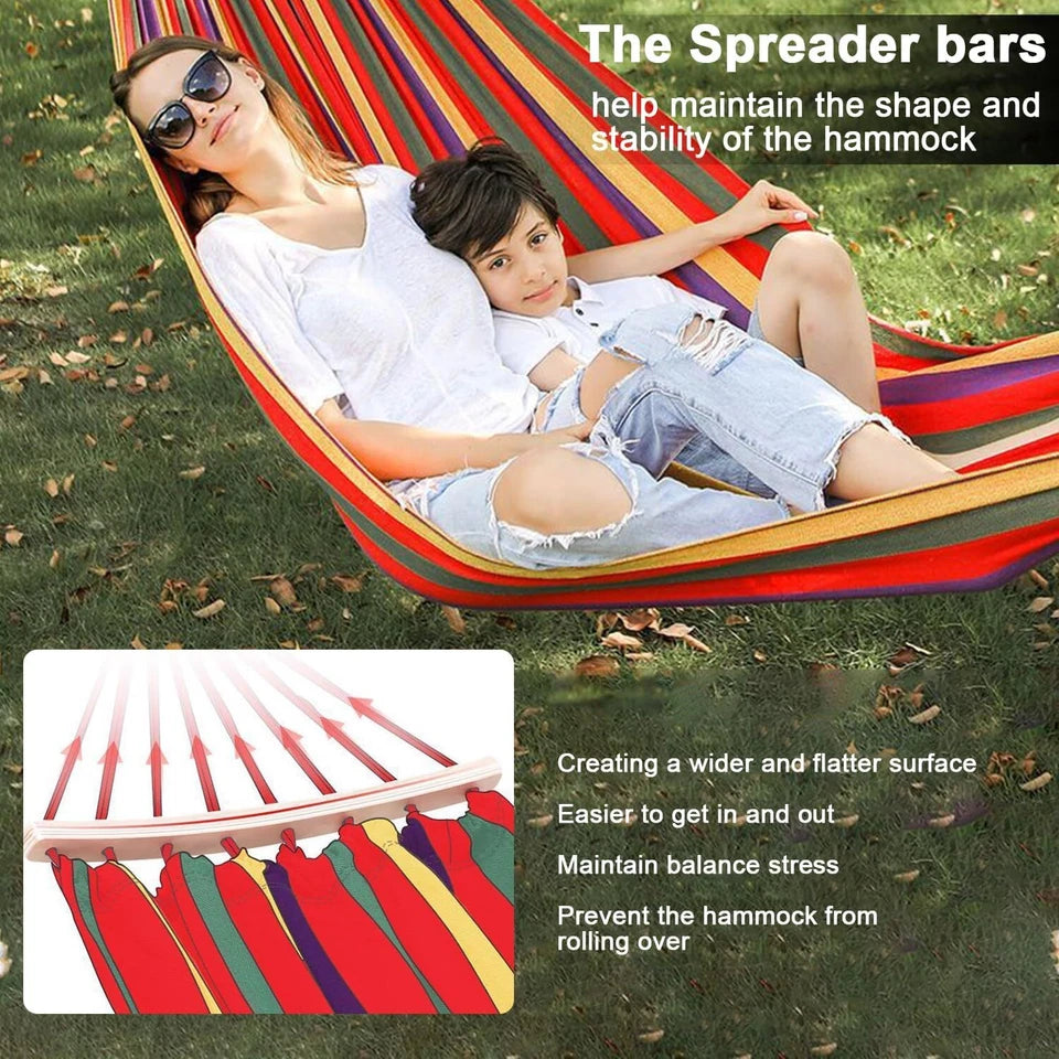 Double Hammock 280x150cm Cotton Outdoor Swing Bed 320kg Red Blue