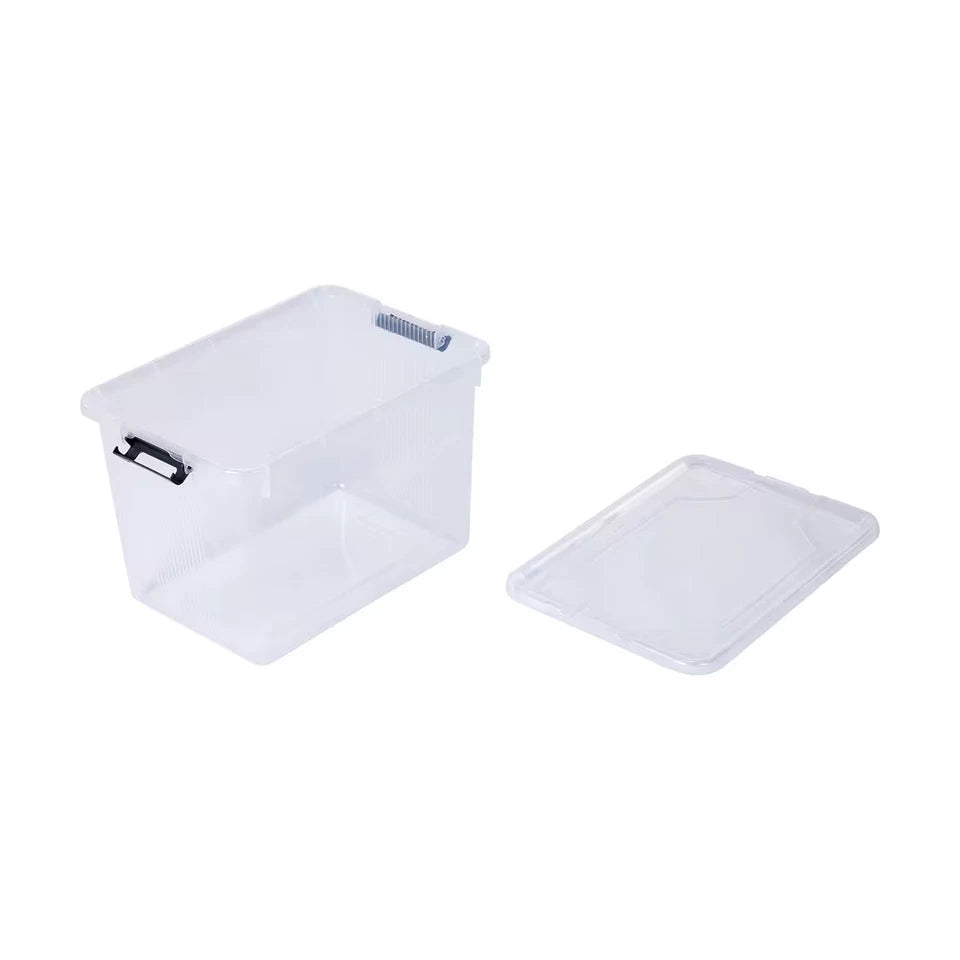3 Pack 20L Plastic Storage Boxes with Lids Clear Organiser Tubs 20kg Capacity