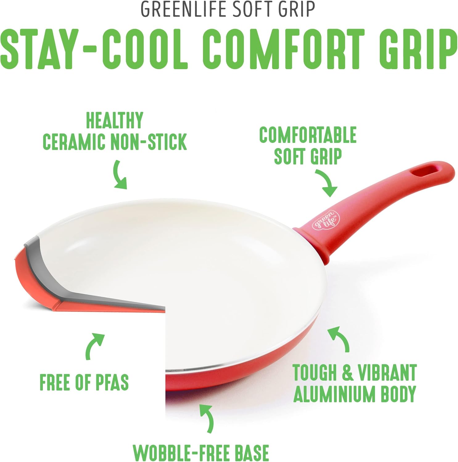 Soft Grip Healthy Ceramic Nonstick, 16 Pc Cookware Pots and Pans Set
