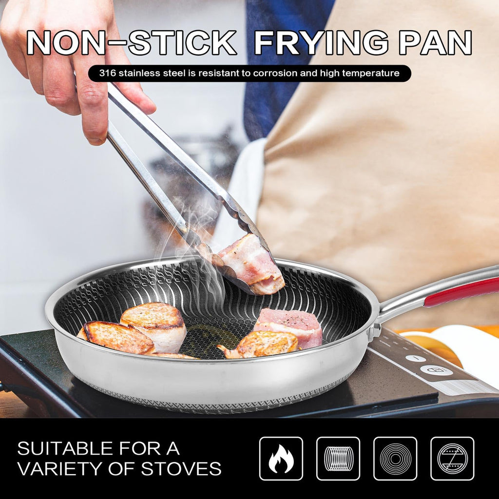 11 Inch Stainless Steel Non-Stick Frying Pan,Non Stick Skillet Fry Wok Pan