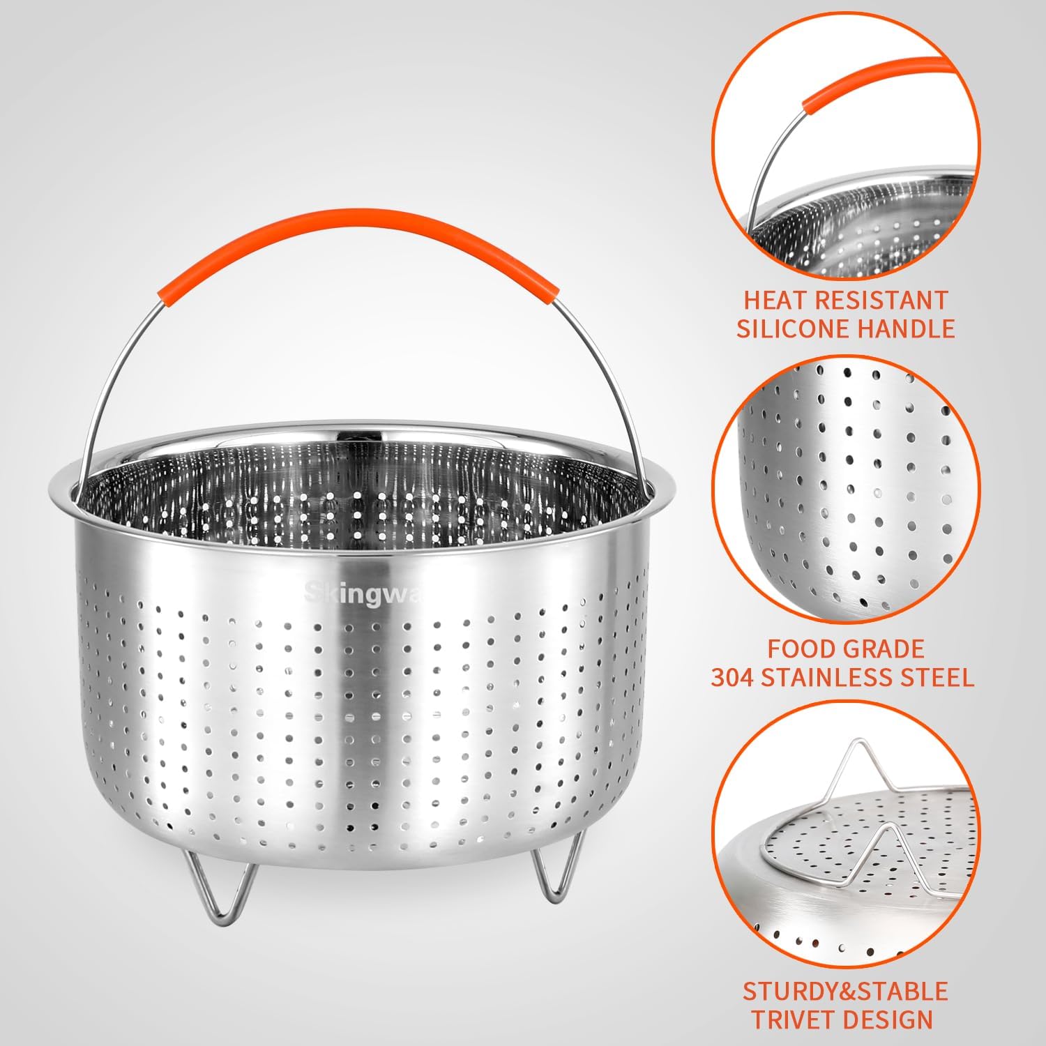  Stainless Steel Steamer Basket for Instant Pot, Vegetable Steamer Basket Steamer Basket Insert for Pots (3Qt)