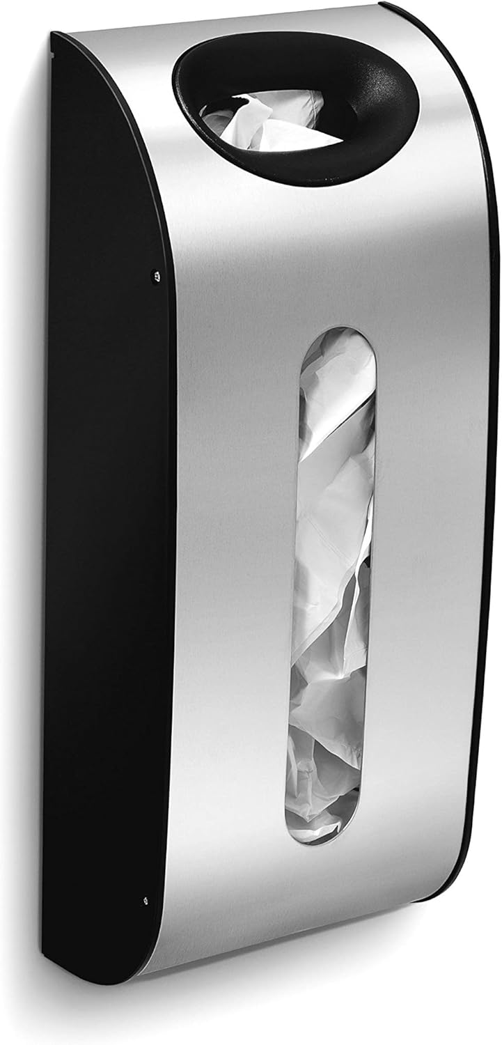 Stainless Steel Wall Mount Grocery Bag Dispenser, Brushed 