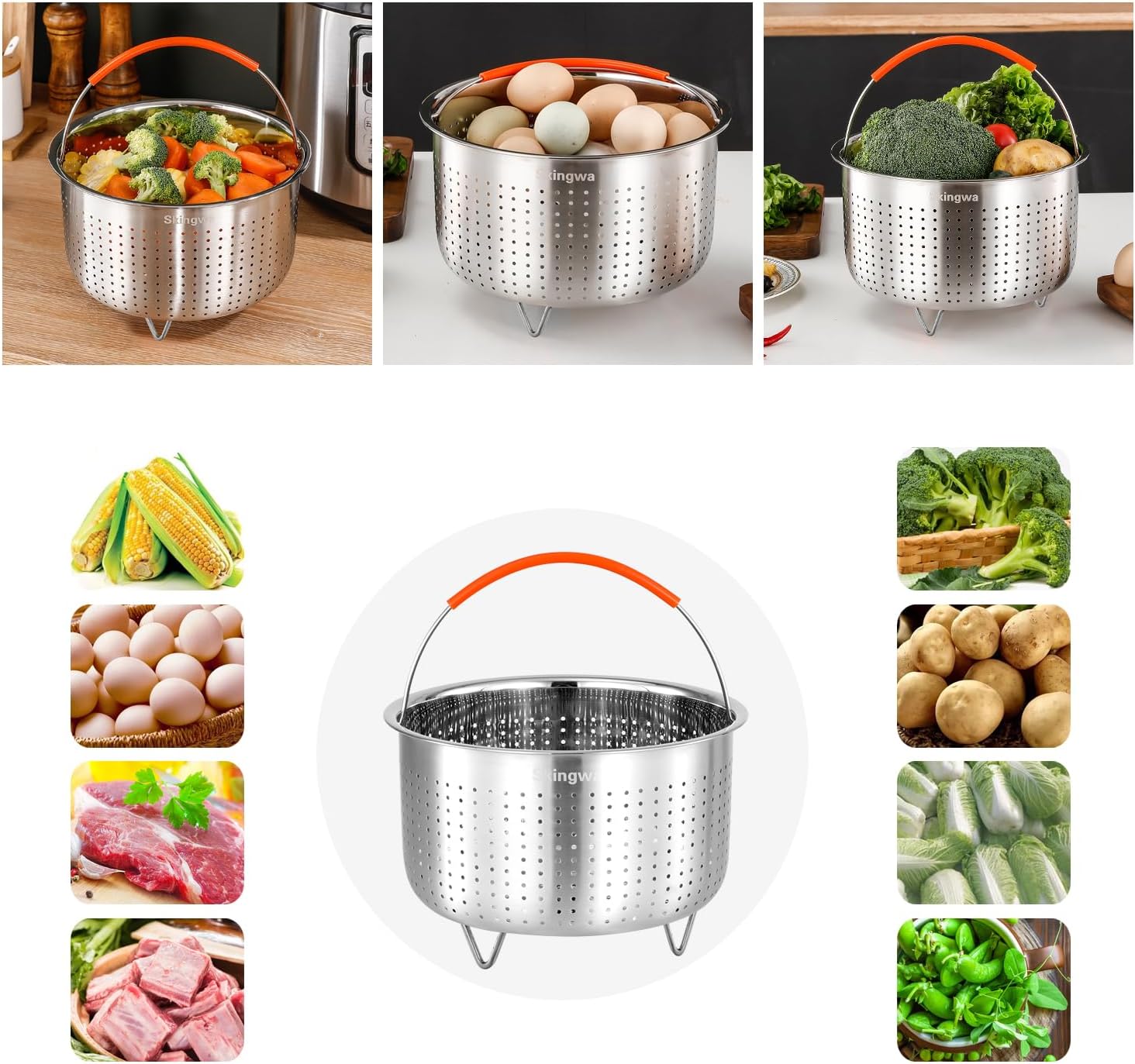  Stainless Steel Steamer Basket for Instant Pot, Vegetable Steamer Basket Steamer Basket Insert for Pots (3Qt)