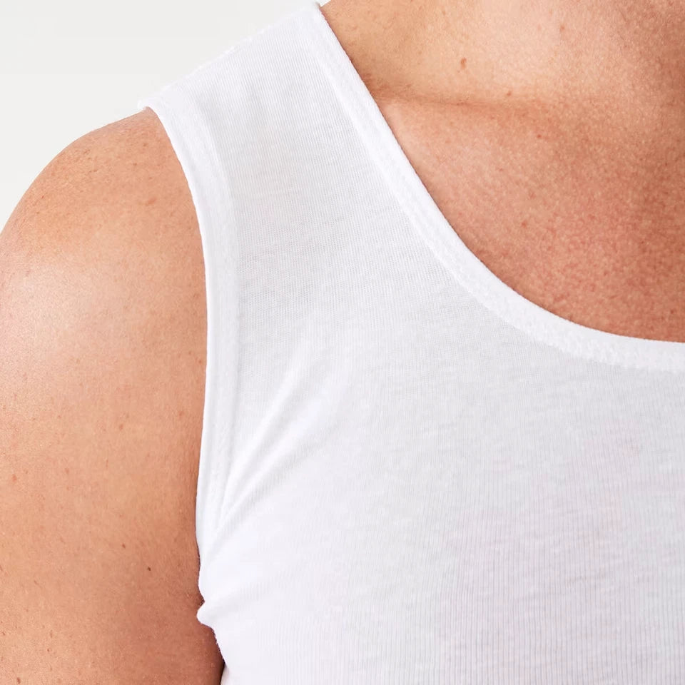 Mens 3 Pack 100% Cotton Singlets - XS-3XL
