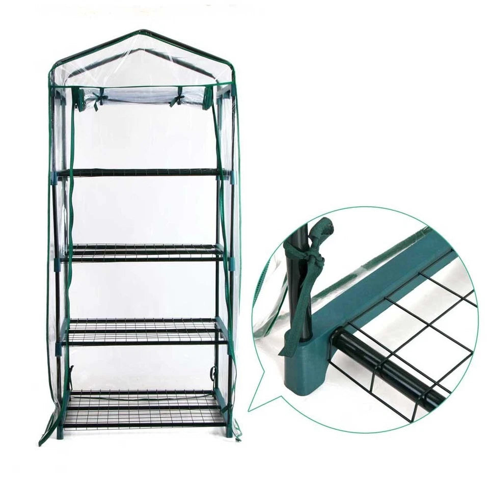 Mini Greenhouse PVC Cover 4 Shelves Portable Garden Plant House 70x50x160cm