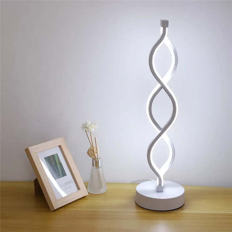 LED Table Lamp Dual Spiral Desk Lamp Warm White Modern Reading Light Bedside USB