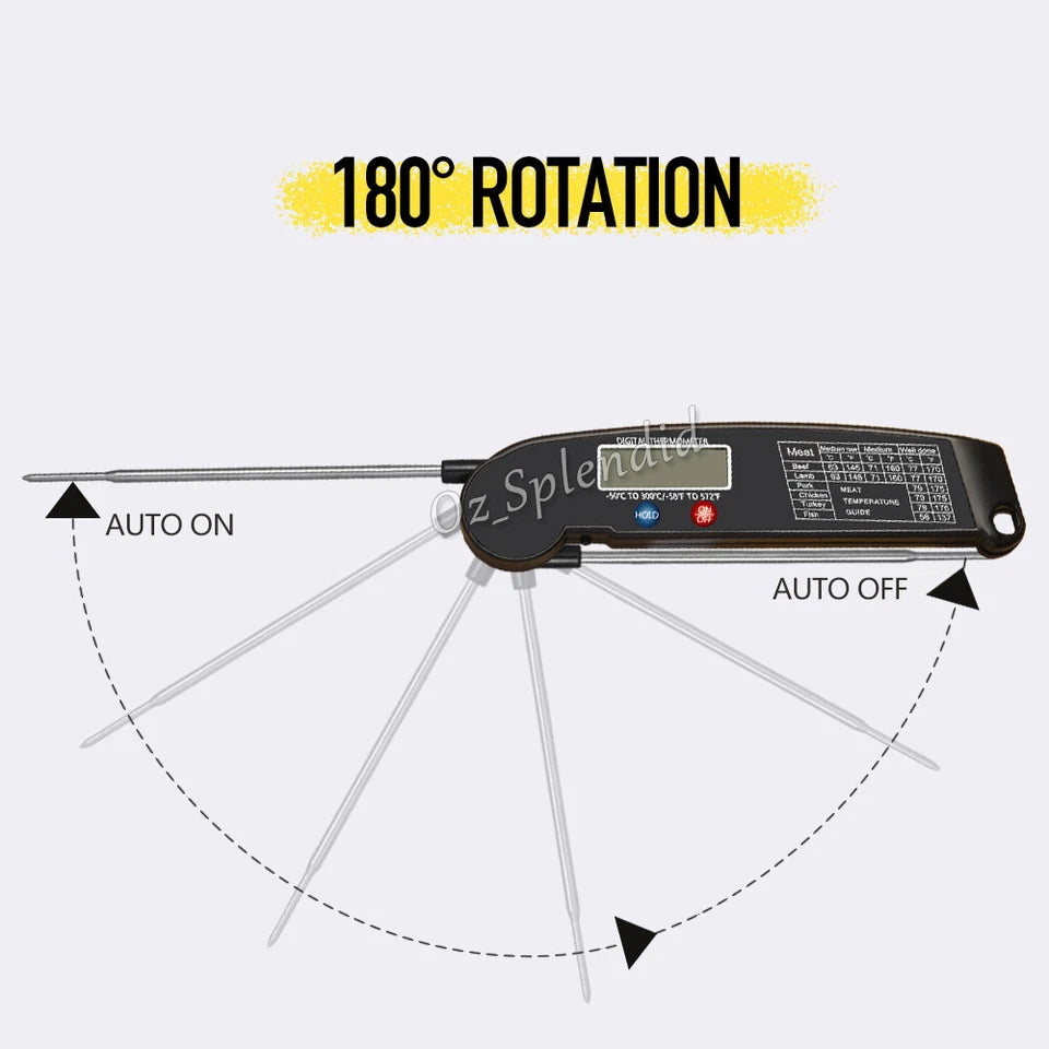 Digital Food Thermometer Foldable Probe Meat Cooking BBQ -50°C to 300°C