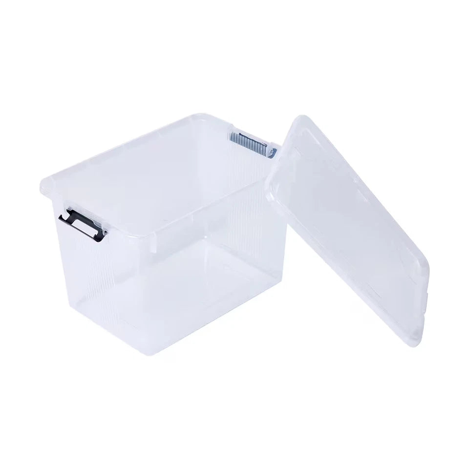 3 Pack 20L Plastic Storage Boxes with Lids Clear Organiser Tubs 20kg Capacity