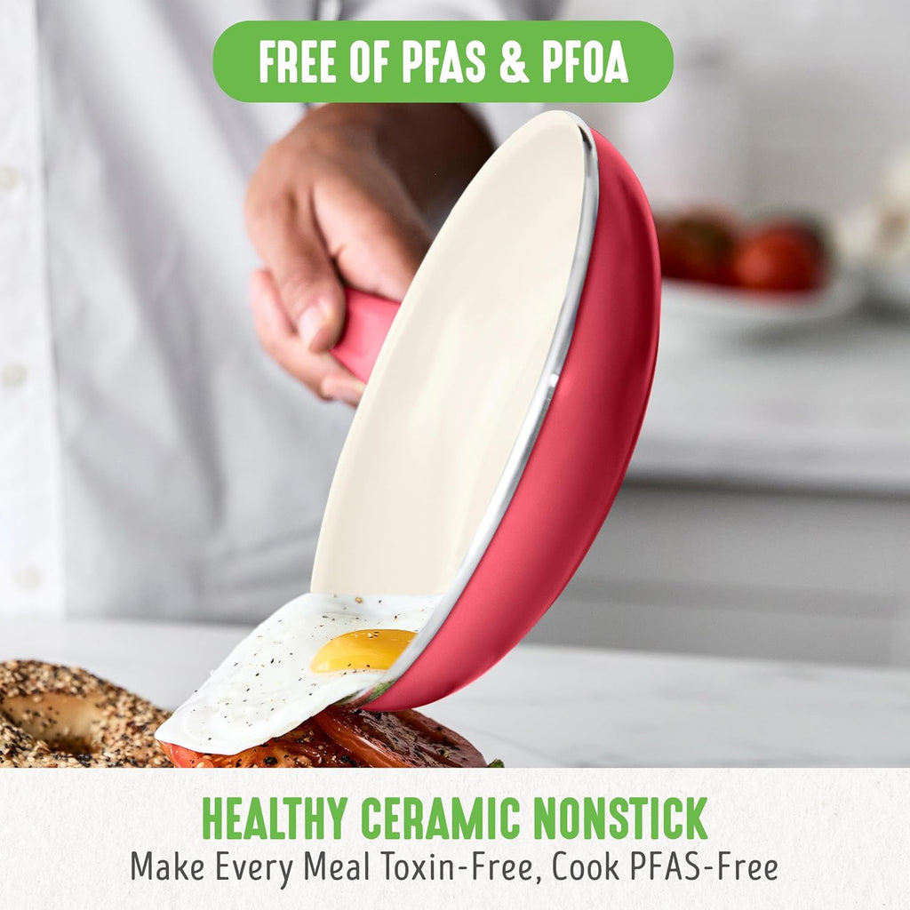Soft Grip Healthy Ceramic Nonstick, 16 Pc Cookware Pots and Pans Set