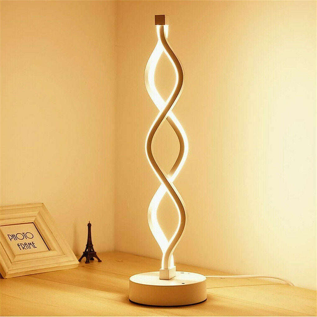 LED Table Lamp Dual Spiral Desk Lamp Warm White Modern Reading Light Bedside USB