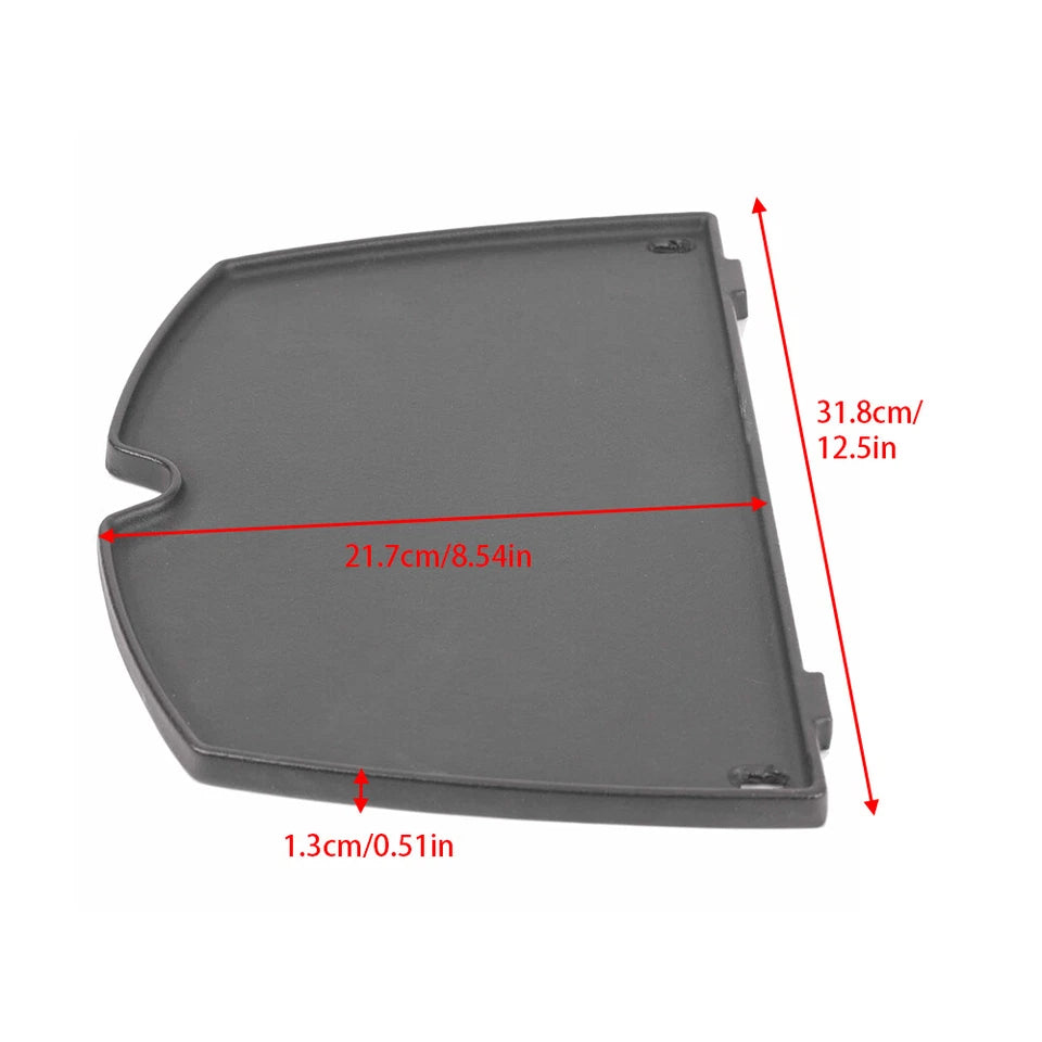 6558 Cast Iron Half Griddle Plate Compatible with Weber Baby Q100 Q120 Q1000 Q1200