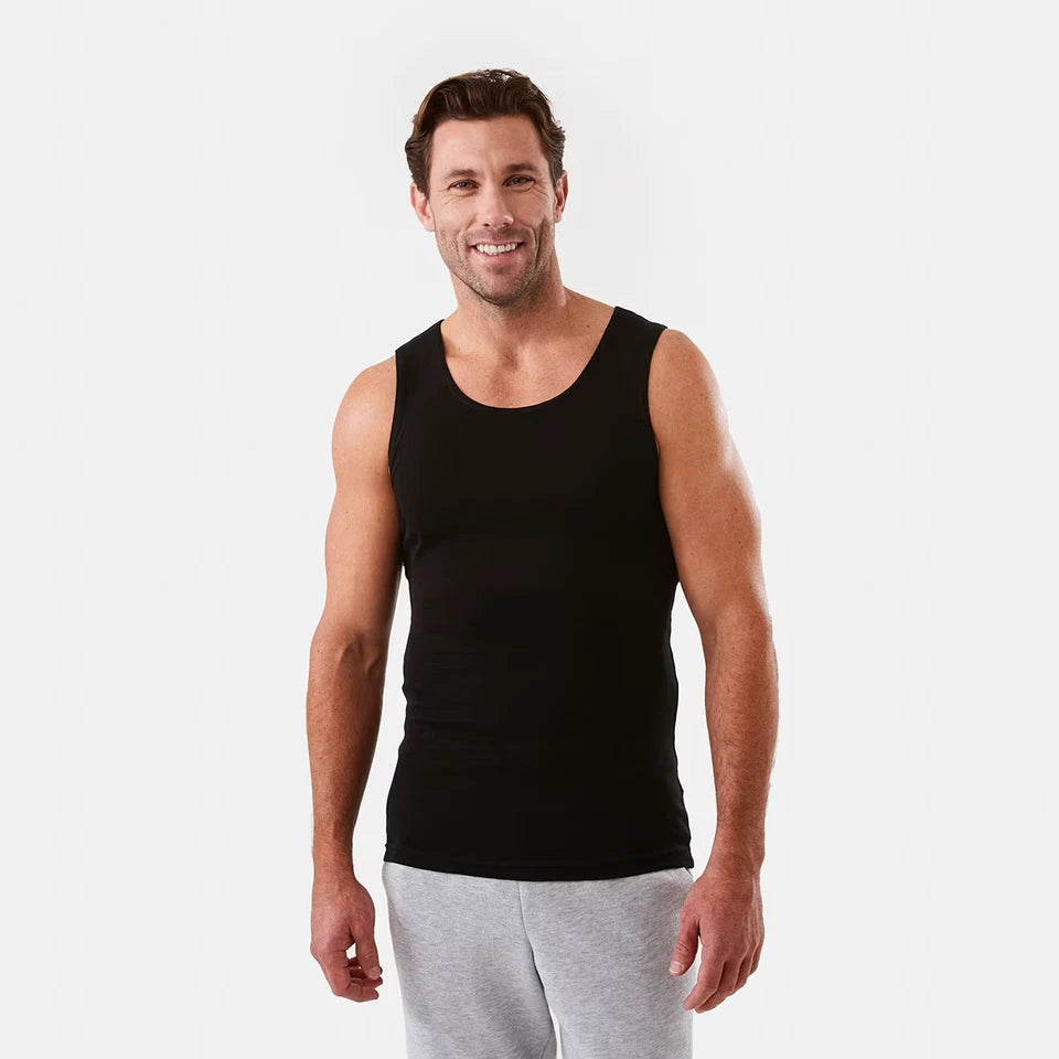 Mens 3 Pack 100% Cotton Singlets - XS-3XL