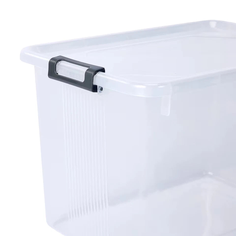 3 Pack 20L Plastic Storage Boxes with Lids Clear Organiser Tubs 20kg Capacity
