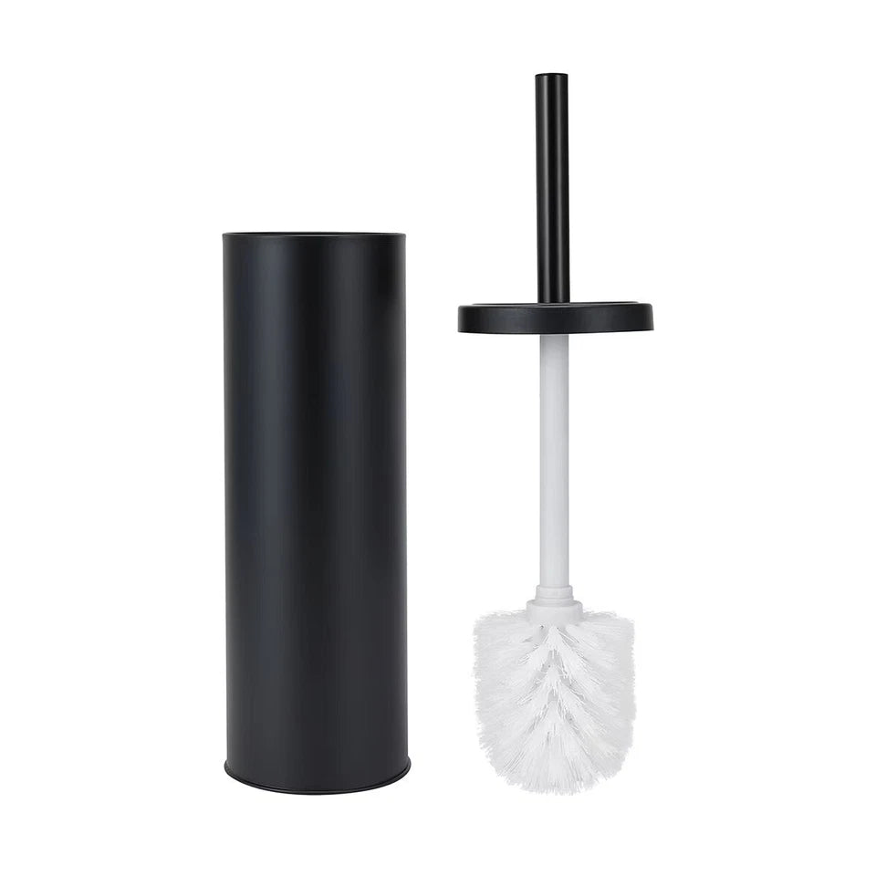 3pce Black Bathroom Accessories Set Rubbish Bin Toilet Brush Toilet Roll Holder