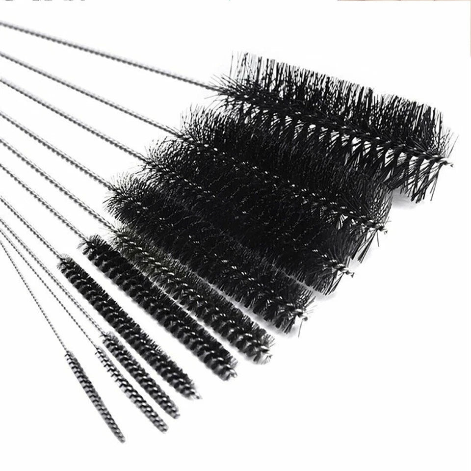 10 Piece Straw Cleaning Brush Set Nylon Bristle Tube Bottle Pipe Cleaner 21cm
