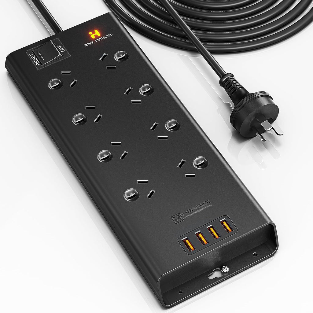  Powerboard USB, 8-Outlet Power Strip, Surge Protector Mountable with 4 USB Charging Ports Max 24W, 2.4A 