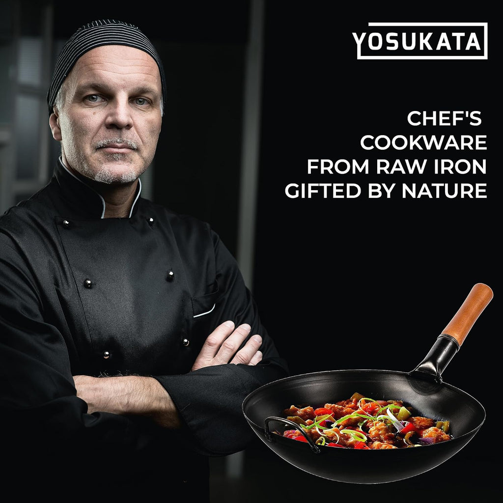 Carbon Steel Wok Pan -14"/36 Cm Woks and Stir Fry Pans 