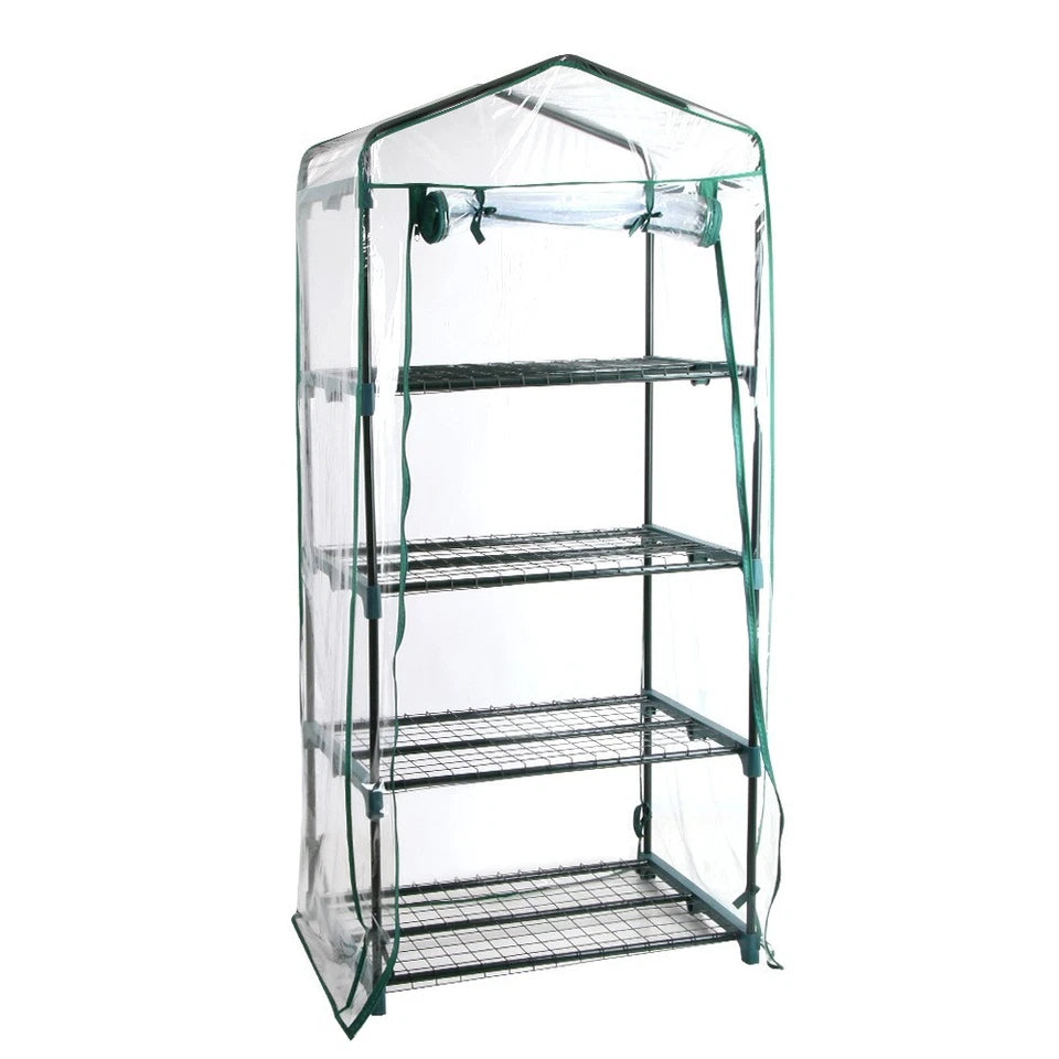Mini Greenhouse PVC Cover 4 Shelves Portable Garden Plant House 70x50x160cm