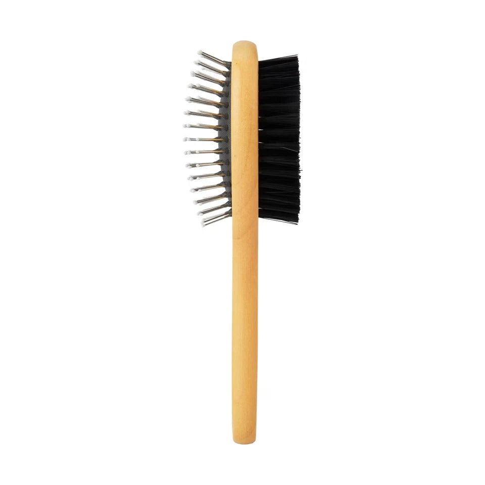 Dual Sided Dog Cat Grooming Brush Pin & Bristle Pet Coat Detangling Comb