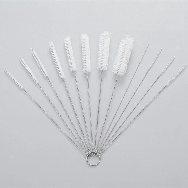 10 Piece Straw Cleaning Brush Set Nylon Bristle Tube Bottle Pipe Cleaner 21cm