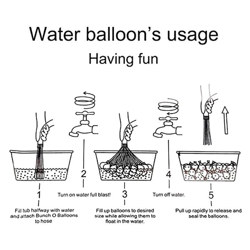 Self-Sealing Water Balloons Multicoloured Latex Beach Party Outdoor Game 111-1665pcs
