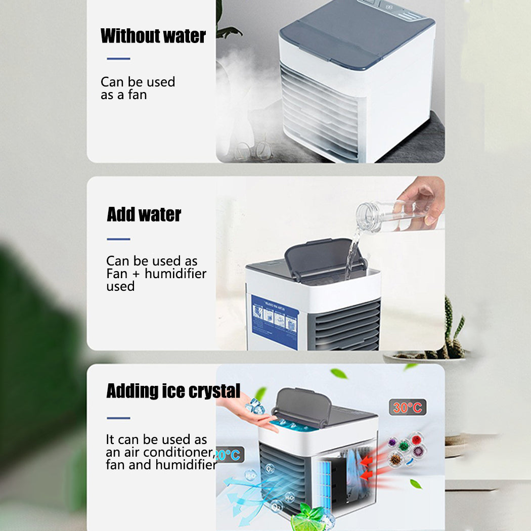 Portable Mini Air Cooler Fan Air Conditioner Cooling Fan Humidifier Desk USB Fan