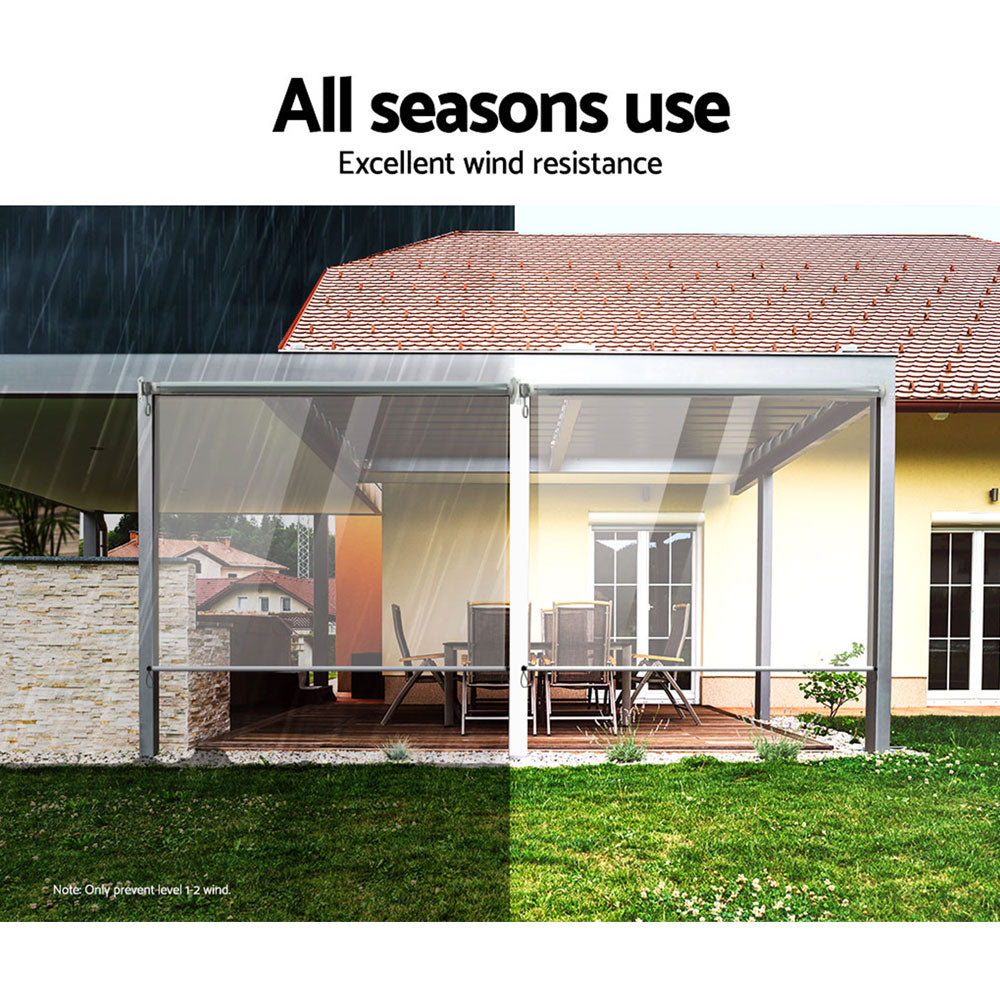 Instahut 1.3X2.4M Outdoor Blinds Clear Roll Down Awning Retractable Outdoor Blinds Water Wind Proof Transparent