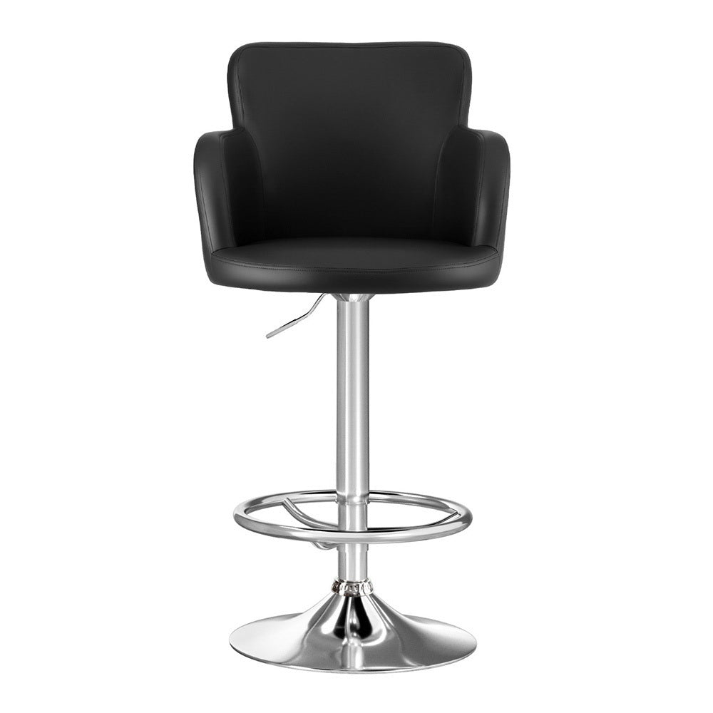 Artiss 1x Leather Bar Stools Swivel Adjustable Gas Lift PU Counter Chairs Black